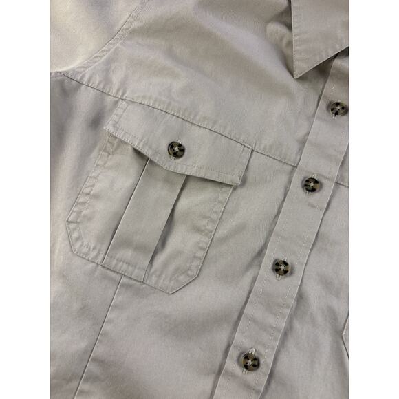 LL Bean Shirt Womens XL Khaki Button Front Epaulet Utility Safari Field VTG - Picture 3 of 8